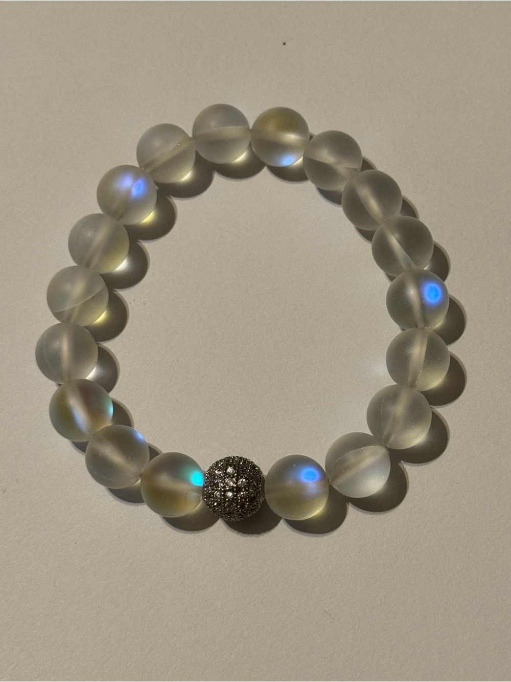 Crystal Frost Bead Bracelet with Pavé Accent Color Changing